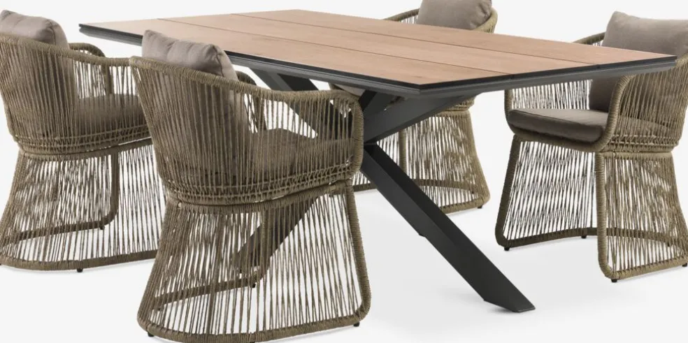 YPNASTED + STORDALENYPNASTED L215 table + 4 STORDALEN chaises naturel